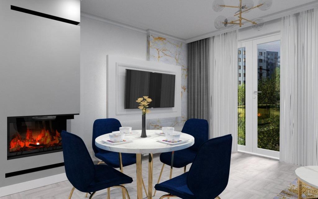 Nowoczesny mały apartament: salon z kuchnią